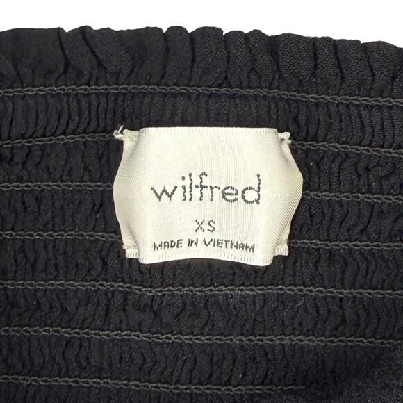 WILFRED Aritzia Lolita Cropped Square-Neck Prairie Blouse Sz XS Black - Picture 4 of 5